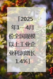 2025年1—4月份全国规模以上工业企业利润增长1.4%