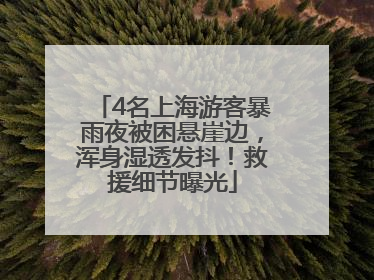 4名上海游客暴雨夜被困悬崖边，浑身湿透发抖！救援细节曝光