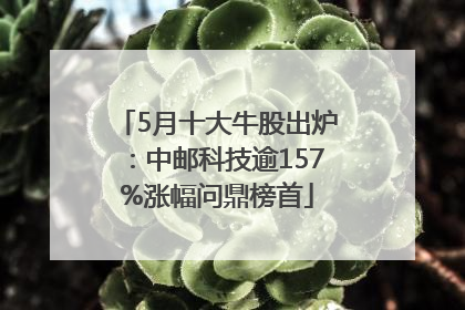 5月十大牛股出炉：中邮科技逾157%涨幅问鼎榜首